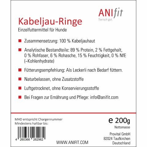 Dog Snacks Cod-skin rings (Kabeljau Ringe) 200g 1 Piece -2- Anifit